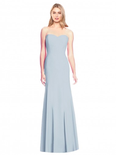 Strapless Long Stretch Crepe Light Sky Blue Trumpet Sleeveless Formal Dress / Bridesmaid Dress Darwin