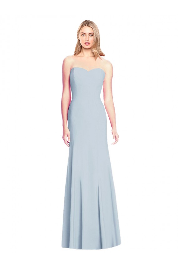 Strapless Long Stretch Crepe Light Sky Blue Trumpet Sleeveless Formal Dress / Bridesmaid Dress Darwin