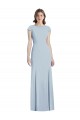Bateau Neck Long Stretch Crepe Light Sky Blue Cap Sleeves Formal Dress / Bridesmaid Dress Darwin