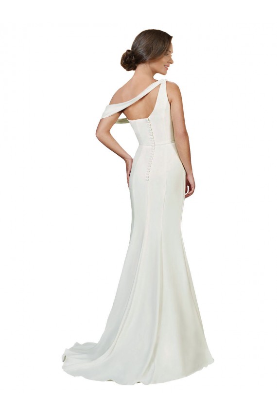 One Shoulder Sweep Train Stretch Crepe Ivory Sleeveless Formal Evening Gown / Prom Dress / Bridesmaid Dress Darwin