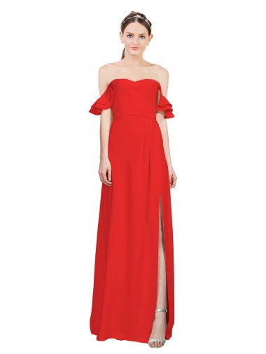 Sweetheart Long Stretch Crepe Red Sleeveless Formal Evening Gown / Prom Dress / Bridesmaid Dress Darwin