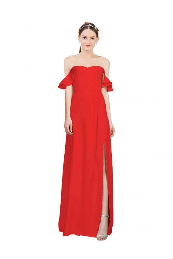 Sweetheart Long Stretch Crepe Red Sleeveless Formal Evening Gown / Prom Dress / Bridesmaid Dress Darwin