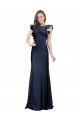 Bateau Neck Long Stretch Crepe Dark Navy Sleeveless Prom Dress / Bridesmaid Dress Darwin