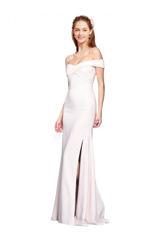 Off the Shoulder Long Stretch Crepe White Sleeveless Formal Dress / Bridesmaid Dress Darwin