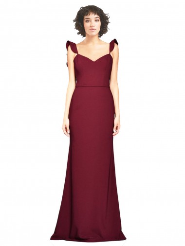 Strapless Long Stretch Crepe Burgundy Sleeveless Prom Dress / Bridesmaid Dress Darwin