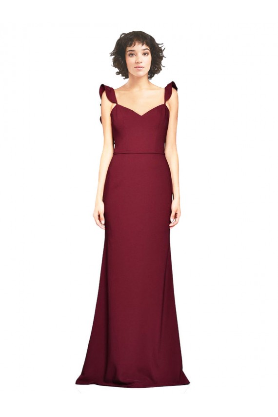 Strapless Long Stretch Crepe Burgundy Sleeveless Prom Dress / Bridesmaid Dress Darwin