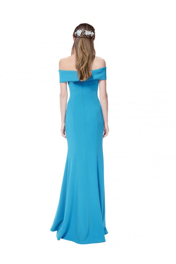 Off the Shoulder Long Stretch Crepe Peacock Blue Sleeveless Formal Dress / Bridesmaid Dress Darwin
