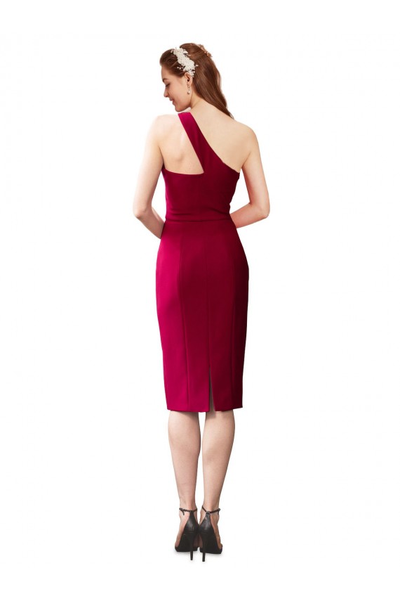 One Shoulder Cocktail Length Stretch Crepe Black Sleeveless Formal Evening Gown / Prom Dress / Bridesmaid Dress Darwin