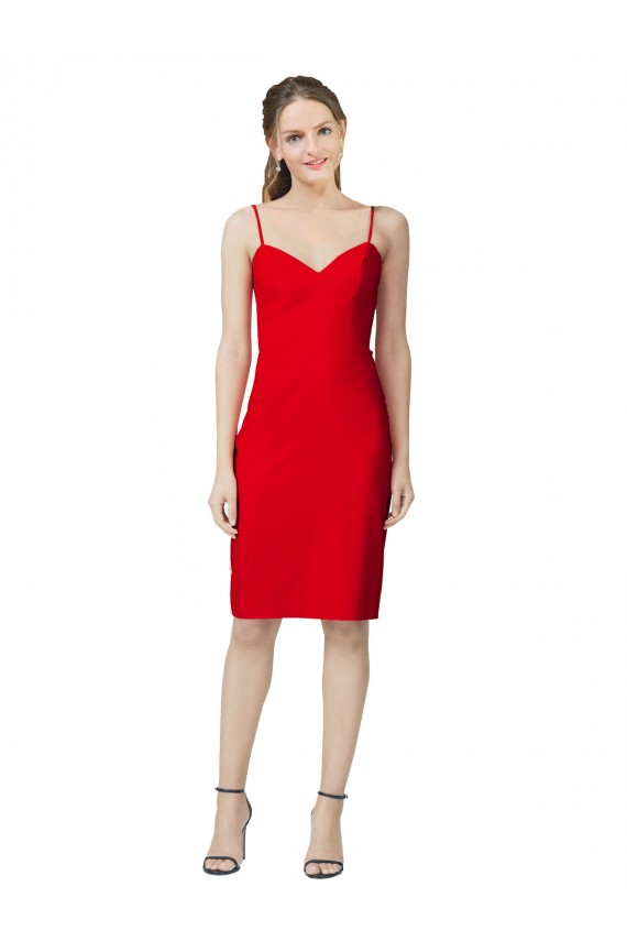 Sweetheart Cocktail Length Stretch Crepe Red Sleeveless Formal Evening Gown / Prom Dress / Bridesmaid Dress Darwin