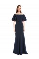 Off the Shoulder Long Stretch Crepe Dark Navy Short Sleeves Bridesmaid Dress / Formal Dress Darwin