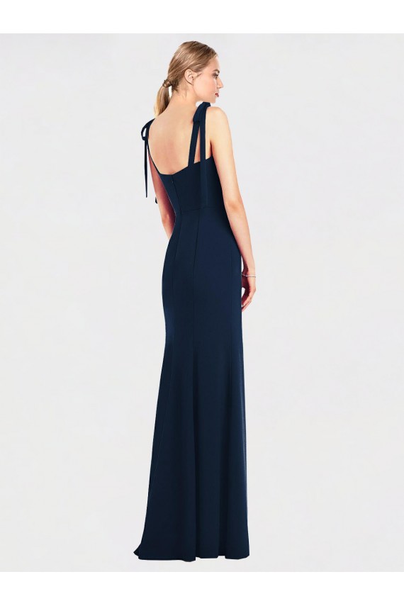 Spaghetti Straps Long Stretch Crepe Dark Navy Sleeveless Semi Formal Evening Dress / Prom Dress / Bridesmaid Dress Darwin