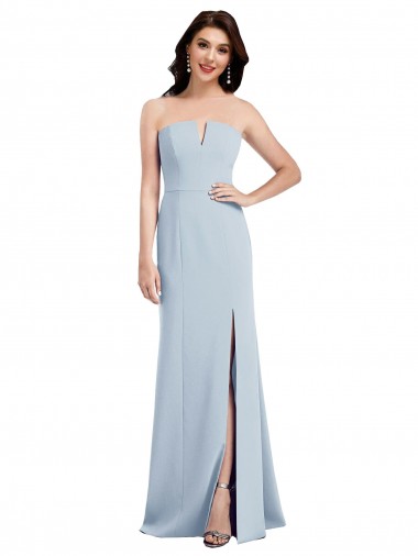 Strapless Long Stretch Crepe Light Sky Blue Sleeveless Bridesmaid Dress / Evening Dress Darwin