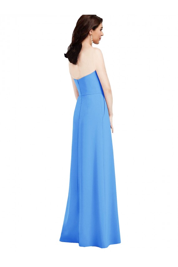 Strapless Long Stretch Crepe Peacock Blue Sleeveless Semi Formal Evening Dress / Prom Dress / Bridesmaid Dress Darwin