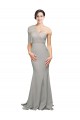 Sweetheart Sweep Train Stretch Crepe & Tulle Oyster Silver Sleeveless Formal Evening Gown / Prom Dress / Bridesmaid Dress Darwin