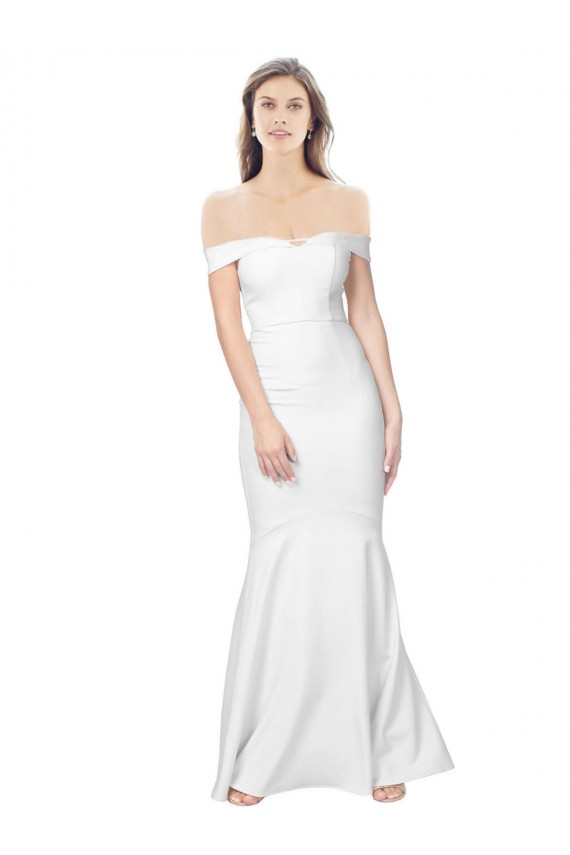 Off the Shoulder Long Stretch Crepe Ivory Sleeveless Formal Dress / Bridesmaid Dress Darwin