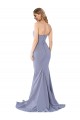 Strapless Long Stretch Crepe Smoke Blue Sleeveless Formal Evening Gown / Prom Dress / Bridesmaid Dress Darwin