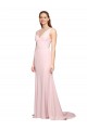 V-Neck Sweep Train Stretch Crepe Pink Sleeveless Black Tie Evening Dress / Prom Dress / Bridesmaid Dress Darwin