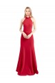 High Neck Long Stretch Crepe Red A-Line Sleeveless Formal Evening Gown / Prom Dress / Bridesmaid Dress Darwin