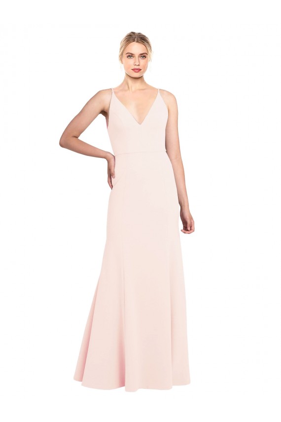 High Neck Long Stretch Crepe Pink Sleeveless Formal Evening Gown / Prom Dress / Bridesmaid Dress Darwin