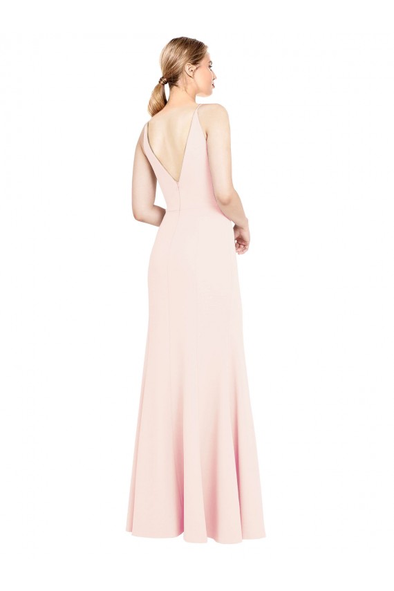High Neck Long Stretch Crepe Pink Sleeveless Formal Evening Gown / Prom Dress / Bridesmaid Dress Darwin