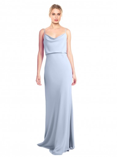 High Neck Long Stretch Crepe Light Sky Blue Sleeveless Formal Dress / Bridesmaid Dress Darwin