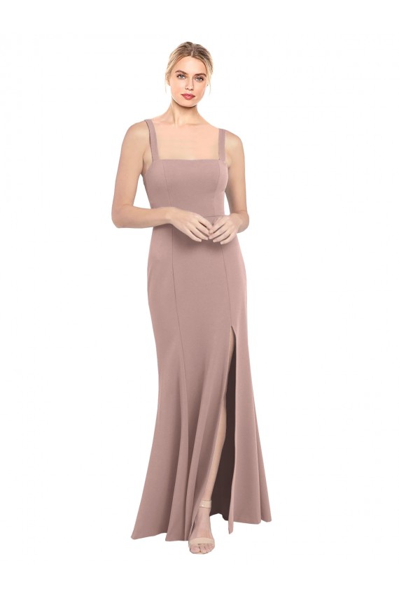 High Neck Long Stretch Crepe Dusty Pink Sleeveless Prom Dress / Bridesmaid Dress Darwin