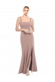 High Neck Long Stretch Crepe Dusty Pink Sleeveless Prom Dress / Bridesmaid Dress Darwin