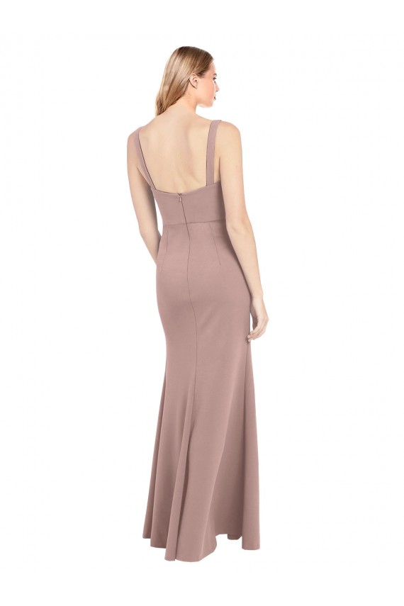 High Neck Long Stretch Crepe Dusty Pink Sleeveless Prom Dress / Bridesmaid Dress Darwin