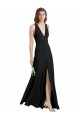 High Neck Long Stretch Crepe Black Sheath Sleeveless Formal Evening Gown / Prom Dress / Bridesmaid Dress Darwin