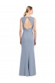 High Neck Long Stretch Crepe Smoke Blue Sleeveless Bridesmaid Dress Darwin