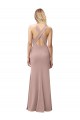 High Neck Long Stretch Crepe Dusty Pink Sheath Sleeveless Prom Dress / Bridesmaid Dress Darwin