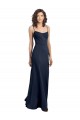 Scoop Neck Long Stretch Crepe Dark Navy Sleeveless Formal Dress / Bridesmaid Dress Darwin