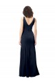 High Neck Long Stretch Crepe Dark Navy V-Neck Sleeveless Formal Dress / Bridesmaid Dress Darwin