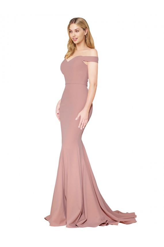 High Neck Sweep Train Stretch Crepe Dusty Pink Sleeveless Formal Evening Gown / Prom Dress / Bridesmaid Dress Darwin