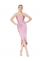 High Neck Knee Length Stretch Crepe Orchid Sleeveless High Low Evening Gown / Prom Dress / Bridesmaid Dress Darwin