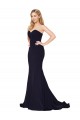 High Neck Sweep Train Stretch Crepe Dark Navy Sleeveless Formal Evening Gown / Prom Dress / Bridesmaid Dress Darwin