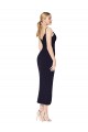 High Neck Knee Length Stretch Crepe Dark Navy Sleeveless Formal Dress / Bridesmaid Dress Darwin