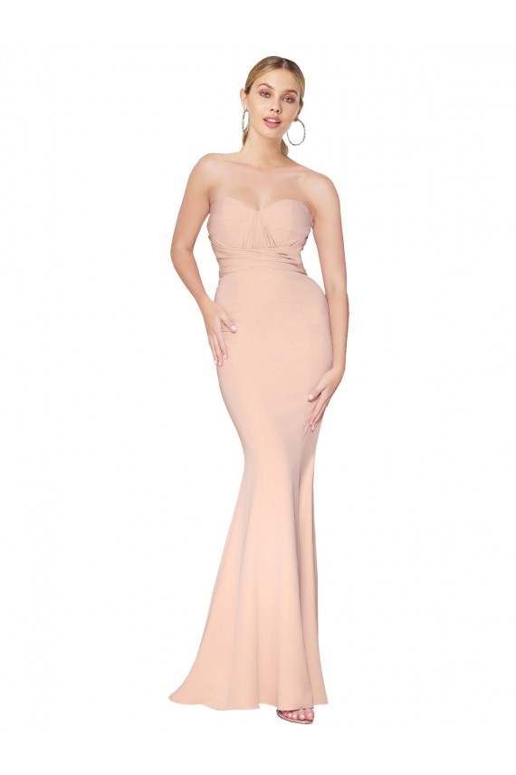 High Neck Long Stretch Crepe Nude Sleeveless Formal Dress / Bridesmaid Dress Darwin