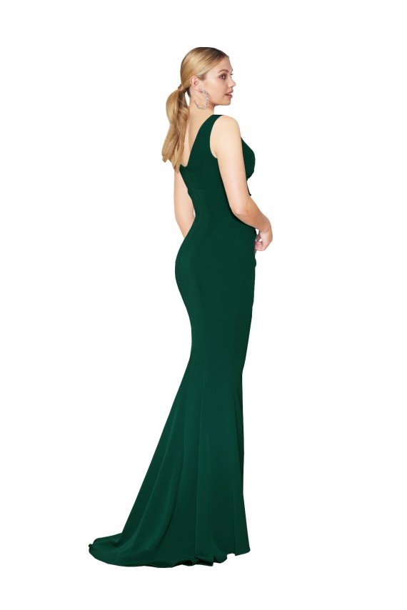 High Neck Long Stretch Crepe Midnight Green Sleeveless Formal Evening Gown / Prom Dress / Bridesmaid Dress Darwin