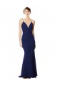 High Neck Long Stretch Crepe Navy Blue Sleeveless Formal Dress / Bridesmaid Dress Darwin