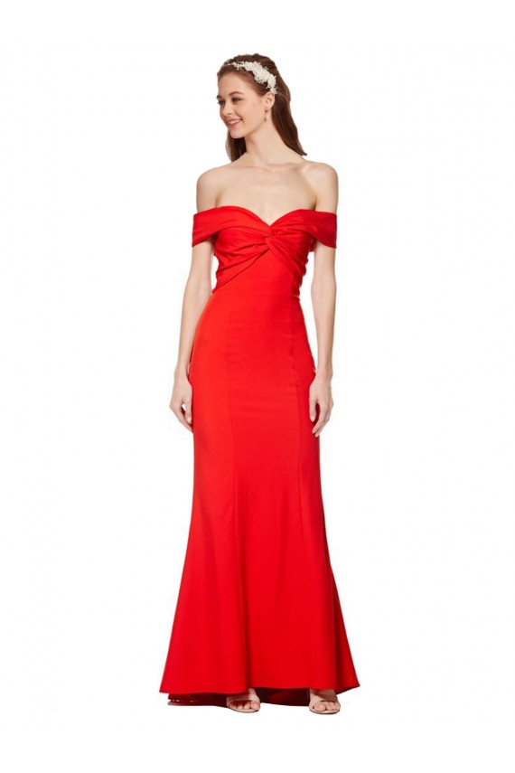 High Neck Long Stretch Crepe Red Sleeveless Bridesmaid Dress / Formal Dress Darwin