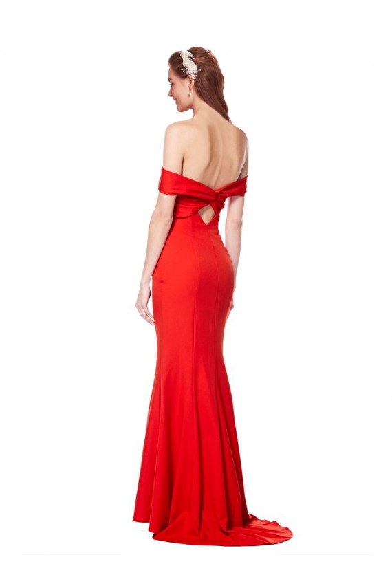 High Neck Long Stretch Crepe Red Sleeveless Bridesmaid Dress / Formal Dress Darwin