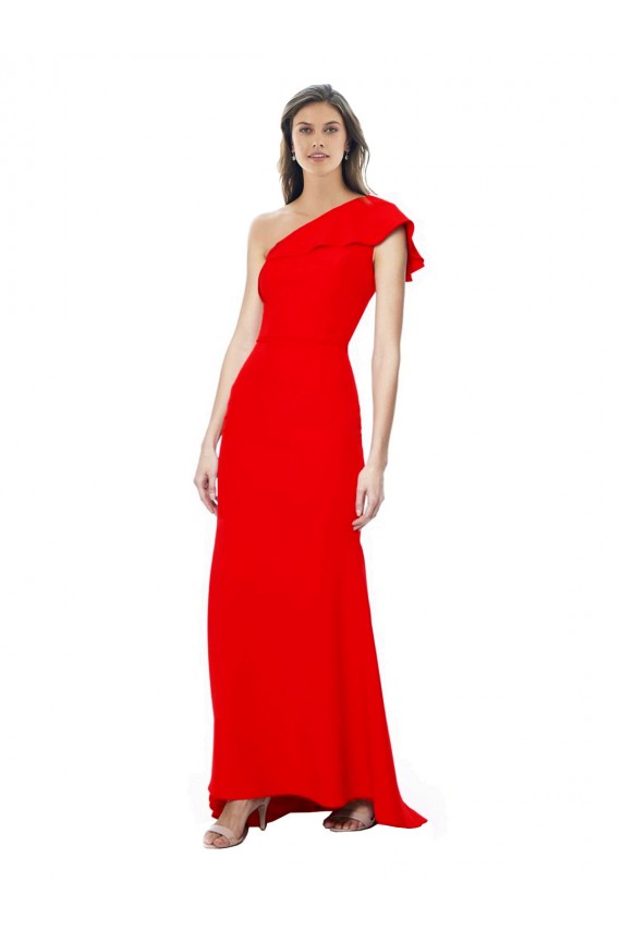 High Neck Long Stretch Crepe Red Sleeveless Formal Dress / Bridesmaid Dress Darwin