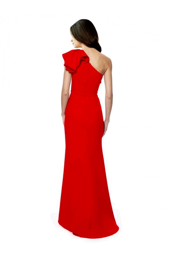 High Neck Long Stretch Crepe Red Sleeveless Formal Dress / Bridesmaid Dress Darwin