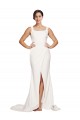 Square Neck Sweep Train Stretch Crepe Ivory Sleeveless Semi Formal Evening Dress / Prom Dress / Bridesmaid Dress Darwin