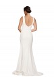 Square Neck Sweep Train Stretch Crepe Ivory Sleeveless Semi Formal Evening Dress / Prom Dress / Bridesmaid Dress Darwin