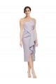 Strapless Cocktail Length Stretch Crepe Arctic Lilac Sleeveless High Low Evening Gown / Prom Dress / Bridesmaid Dress Darwin