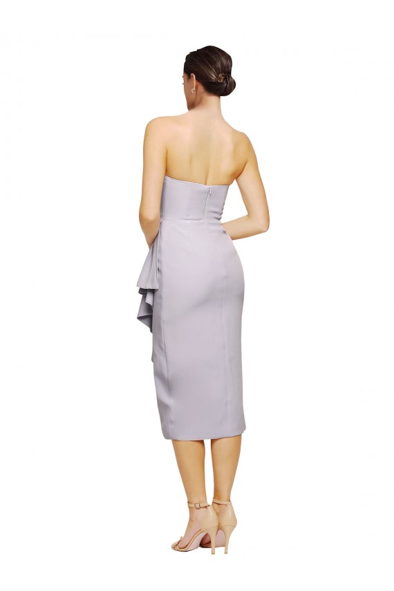 Strapless Cocktail Length Stretch Crepe Arctic Lilac Sleeveless High Low Evening Gown / Prom Dress / Bridesmaid Dress Darwin