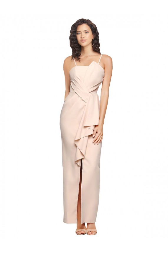 Strapless Long Stretch Crepe Nude Sleeveless Semi Formal Evening Dress / Prom Dress / Bridesmaid Dress Darwin