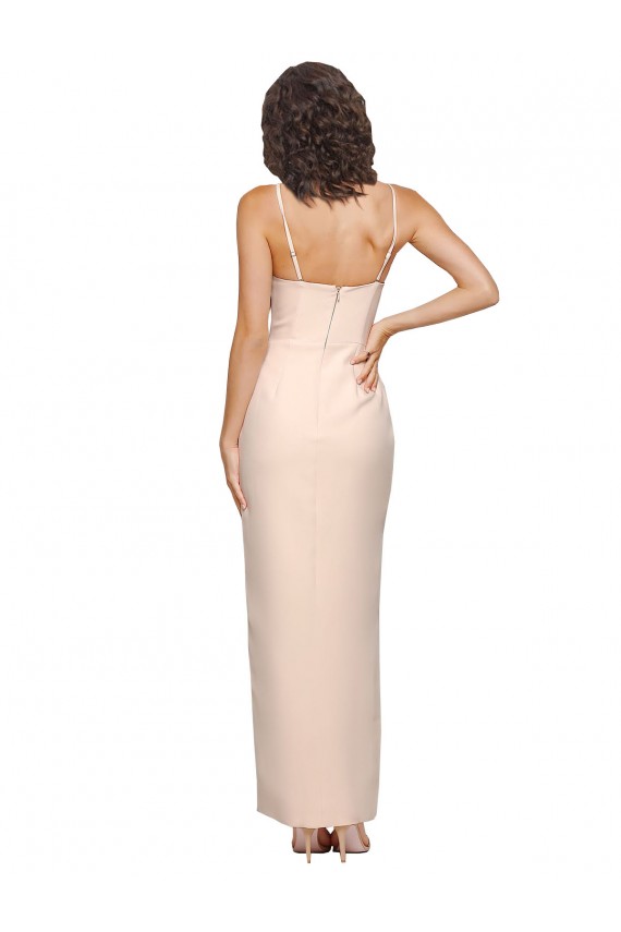 Strapless Long Stretch Crepe Nude Sleeveless Semi Formal Evening Dress / Prom Dress / Bridesmaid Dress Darwin